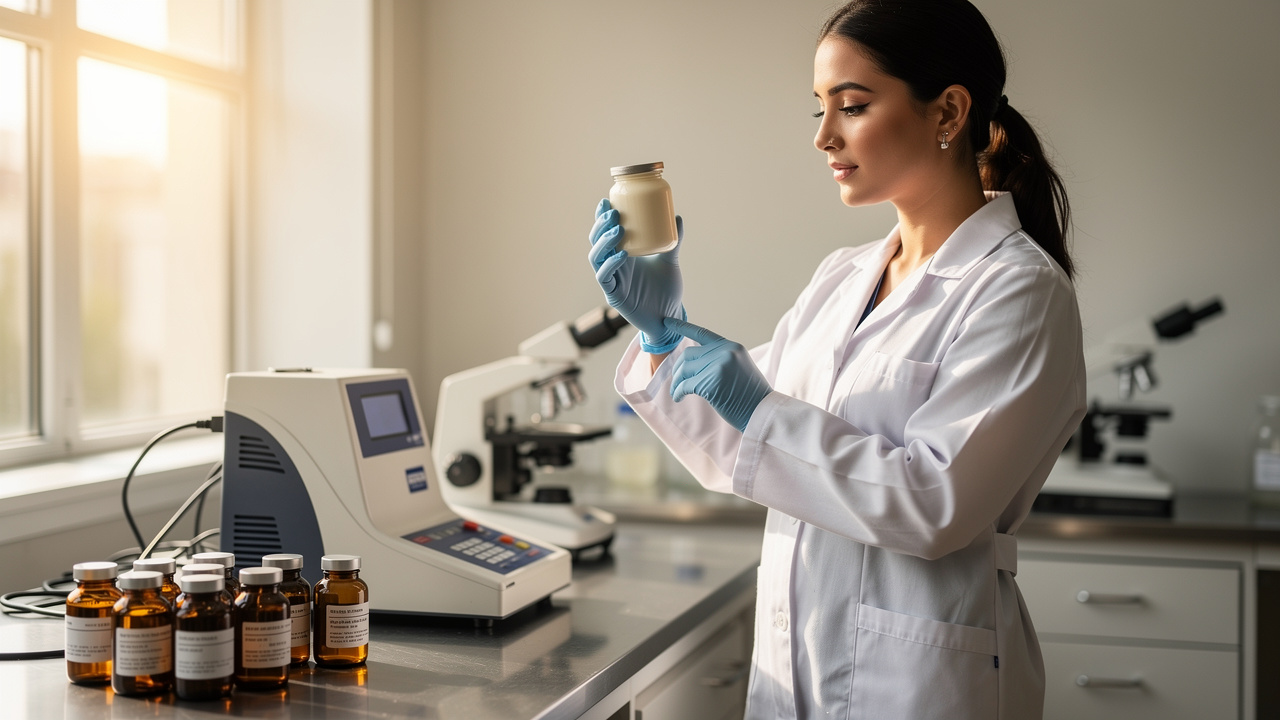 Quality control testing of Kumkumadi cream in laboratory