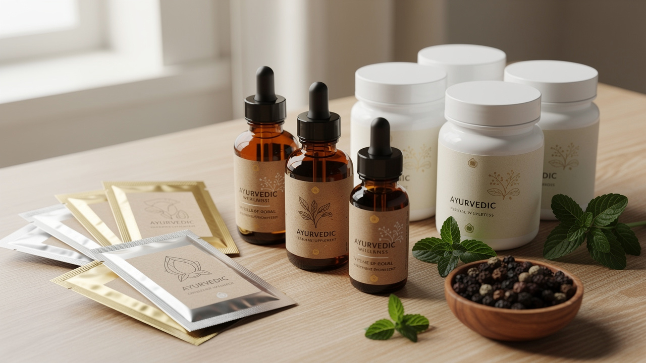 Premium Ayurvedic herbal supplement private label packaging products