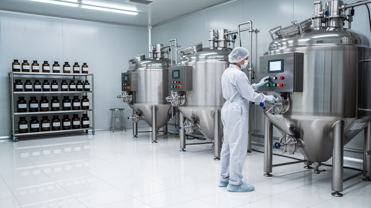 GMP certified Ayurvedic cream manufacturing facility interior