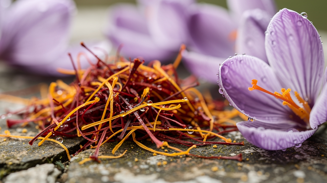 Fresh saffron stigmas used in authentic Kumkumadi cream formulation